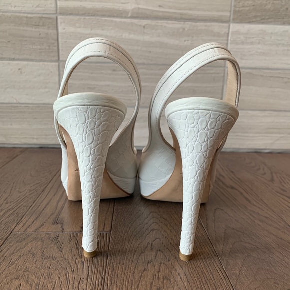Authentic Dior White Faux-snake Slingback Heels - Picture 6 of 9
